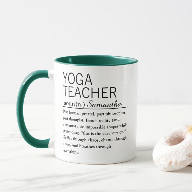 Caneca de Definição de Professor de Yoga Personali (Com Donut)