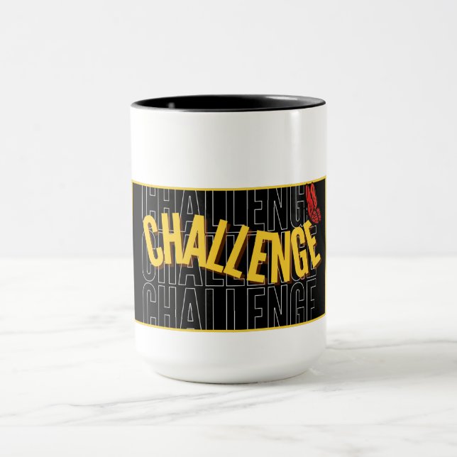Caneca de Desafio de Tipografia Amarela Preta (Centro)