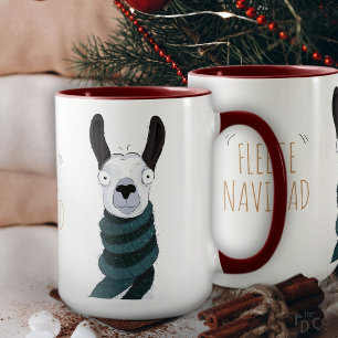 Caneca de desenho animado de lhama 'Fleece Navidad