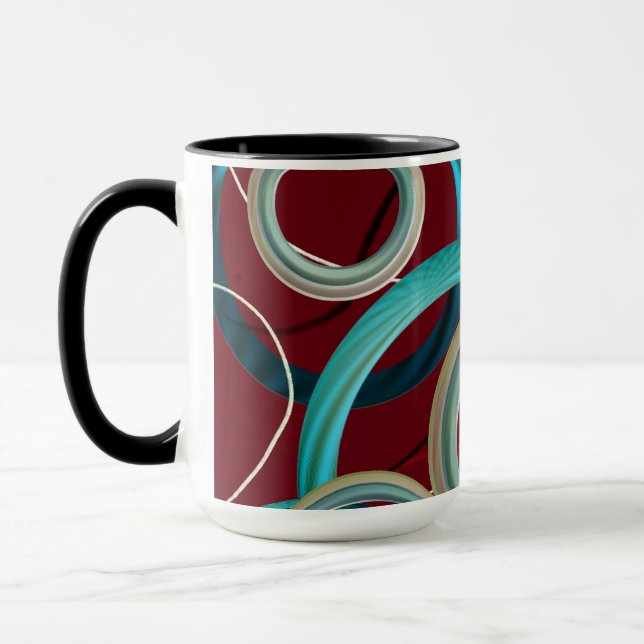 Caneca de Design Abstrato Borgonha (Esquerda)