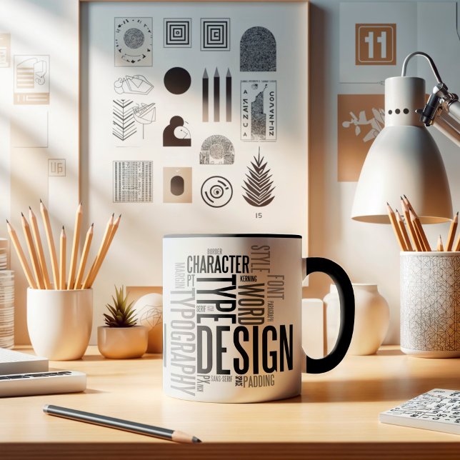 Caneca de Design de Tipografia Preta Moderna (Criador carregado)