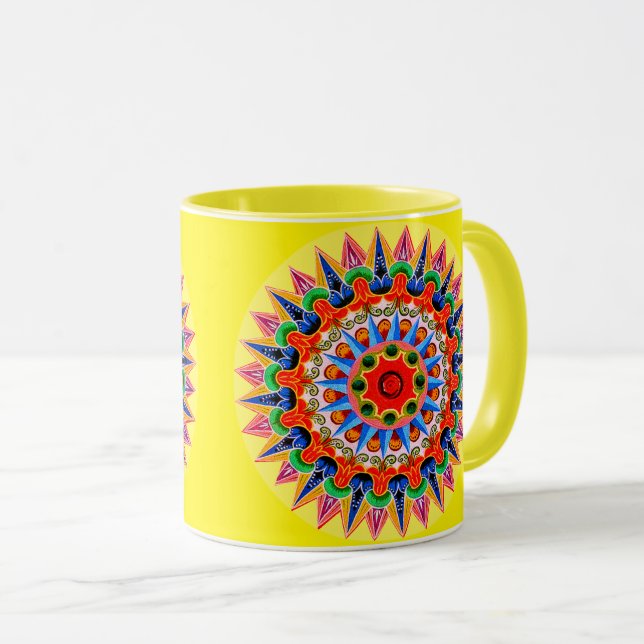 Caneca de Design Folclórico Colorido da Costa Rica (Frente Esquerda)