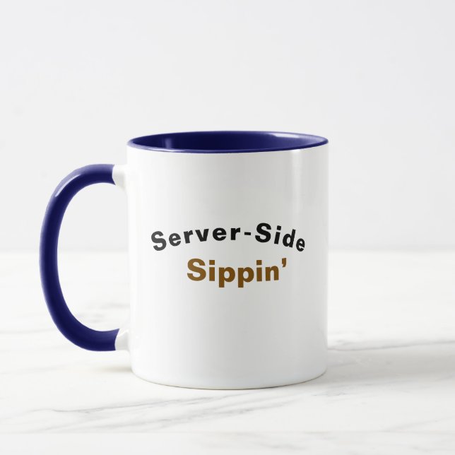 Caneca de Design Tech‑Pun — Piada “Server‑side" Pr (Esquerda)