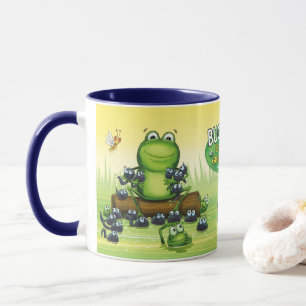 Caneca de designer com design de personagens de rã