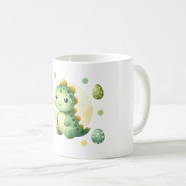 caneca de dinossauro verde e bonita
