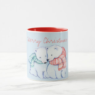 Caneca de dois Felizes Natais dos ursos polares