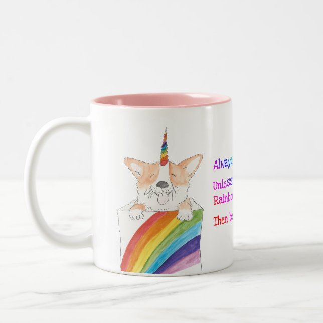 Caneca de dois tons Rainbow unicorgi (Esquerda)
