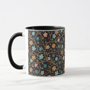 Caneca de Duas Cores Com Ramos e Flores