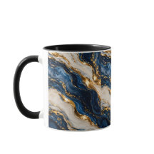 Caneca de duas cores de mármore azul e dourado de
