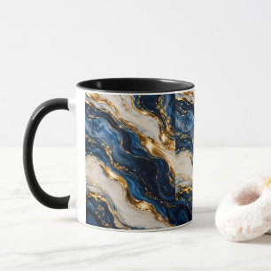 Caneca de duas cores de mármore azul e dourado de