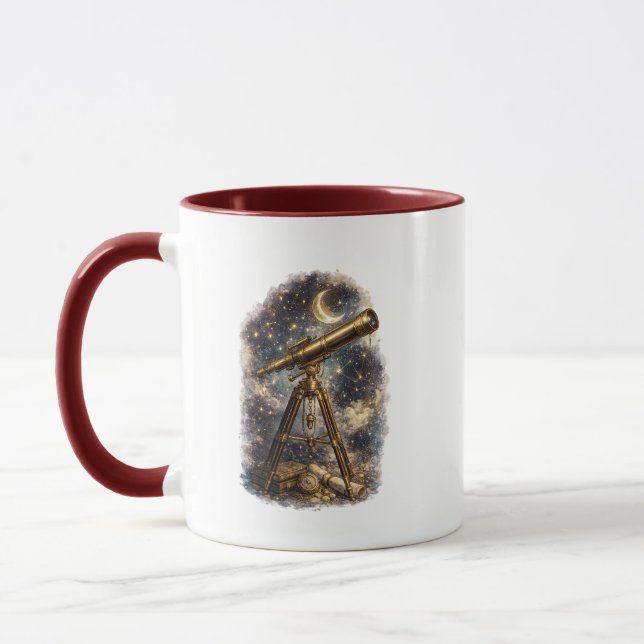 Caneca de duas faces Telescópio Vintage para obser (Esquerda)