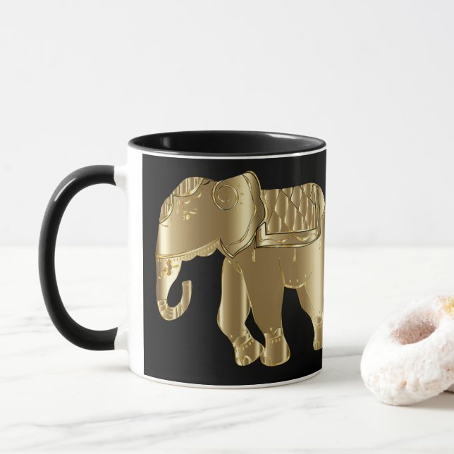 Caneca de elefante Dourada e preta (Com Donut)
