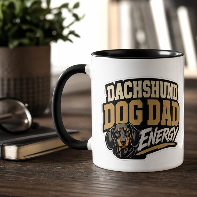 Caneca de Energia Papai Cachorro Dachshund (Dachshund Dog Dad Energy Mug)