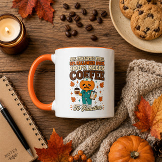 Caneca de Enfermeira de Abóbora Exausta Halloween