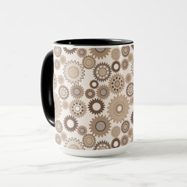 Caneca de Engrenagens Marrons (Frente Esquerda)