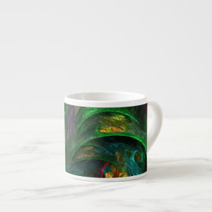 Caneca de Espresso Arte Abstrata Verde Gênesis