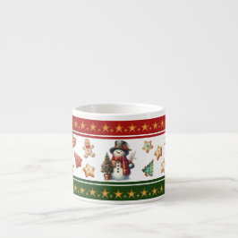 Caneca de Espresso com Boneco de Neve e Biscoitos 