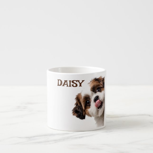 Caneca de Espresso com Foto de Cachorro Marrom Pas (Frente)
