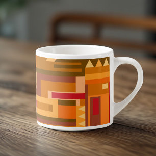 Caneca de espresso com padrão abstrato em tons ter
