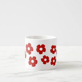 Caneca de Espresso com Padrão de Flor Vermelha Abs