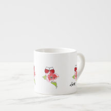 Caneca de Espresso : Copos de Vinho com Flores Sil