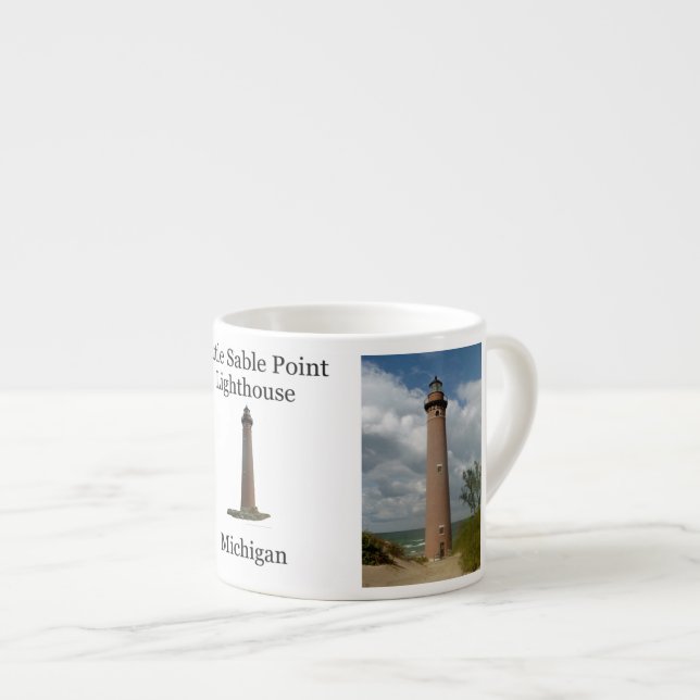 Caneca de espresso da Little Sable Point Lighthous (Frente Esquerda)