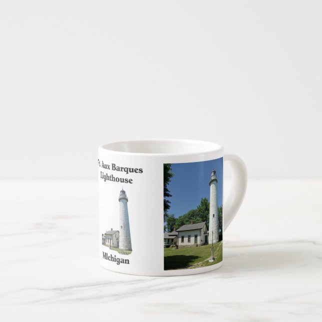 caneca de espresso do farol Point Aux Barques (Frente Esquerda)