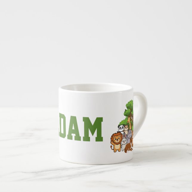 Caneca de Espresso Nome Personalizado Adam Animais (Frente Esquerda)