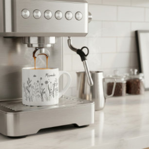 Caneca de Espresso Personalizada Doodle Plantas Si