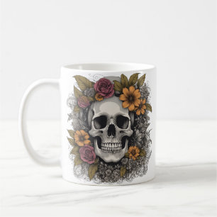 Caneca de esqueleto com flores