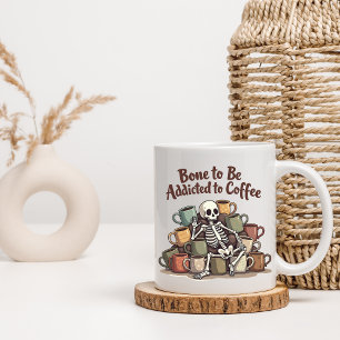 Caneca de Esqueleto de Vício em Café