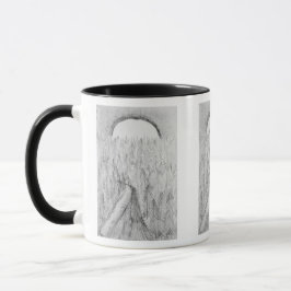 Caneca de estrada desenhada à mão e sempre-verdes 