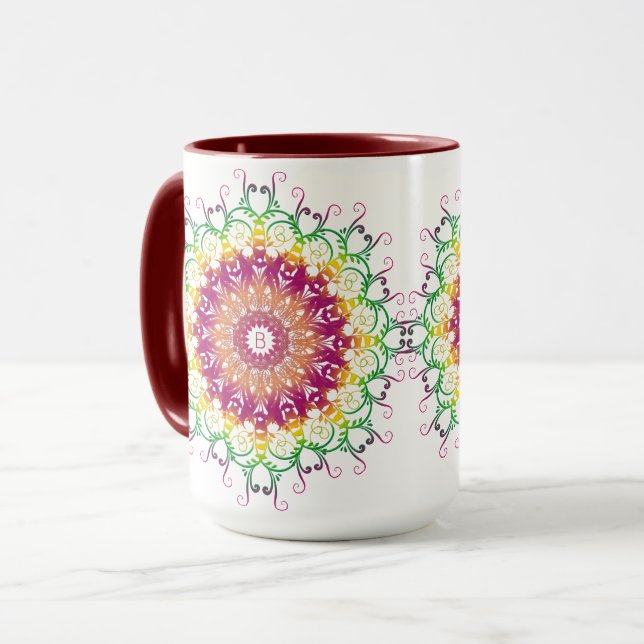 Caneca de etnia floral. (Frente Esquerda)