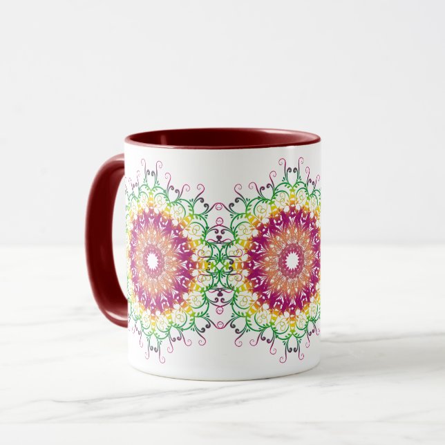Caneca de etnia floral. (Frente Esquerda)
