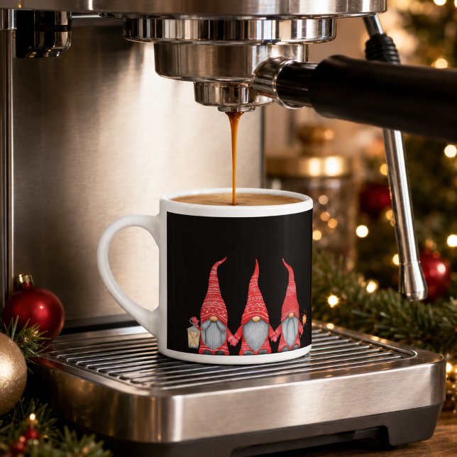 Caneca de Expresso Três Gnominos Vermelhos Natal (Criador carregado)