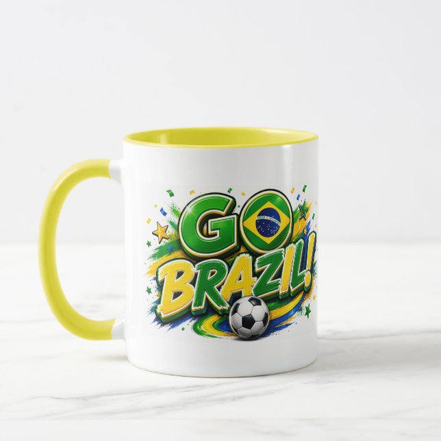 Caneca de Fã de Futebol Patriótico do Brasil | Bra (Esquerda)