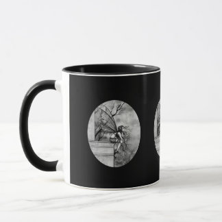 Caneca de Fadas Gótica Preta e Branca