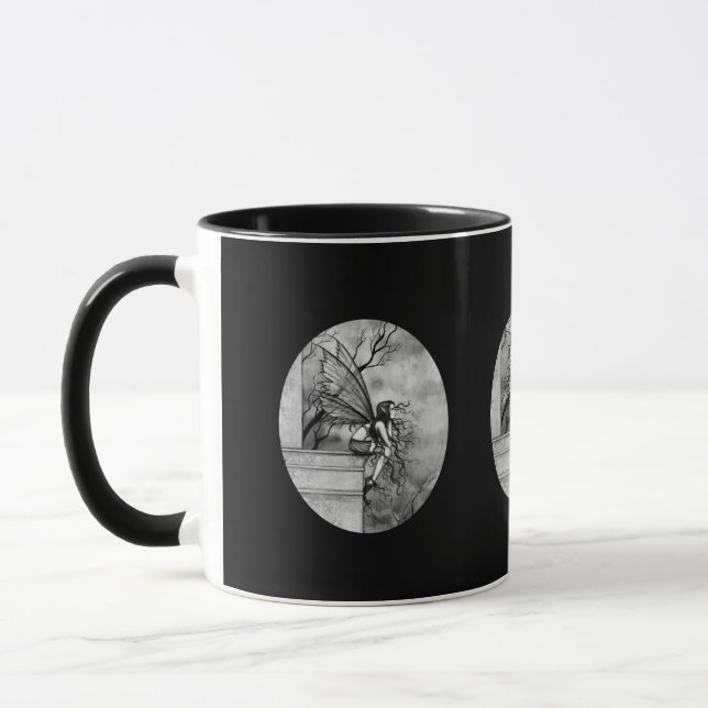 Caneca de Fadas Gótica Preta e Branca (Esquerda)