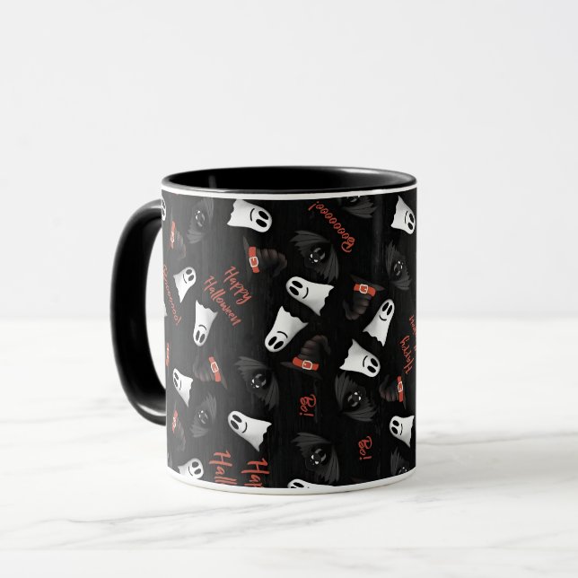 Caneca de Fantasmas Assustadores de Halloween (Frente Esquerda)