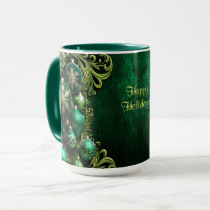 Caneca de Férias com Enfeites Decorativos Verdes