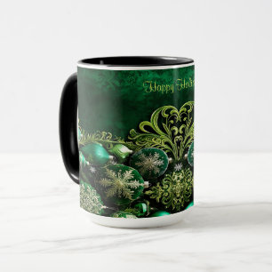 Caneca de Férias com Enfeites Decorativos Verdes