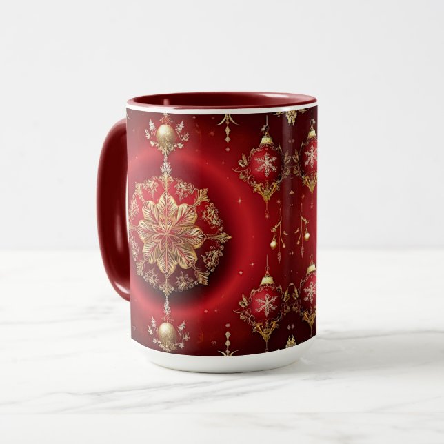 Caneca de Férias com Enfeites Decorativos Vermelho (Frente Esquerda)
