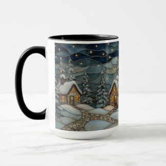 Caneca de Férias da Aldeia Nevada de Vidro Colorid