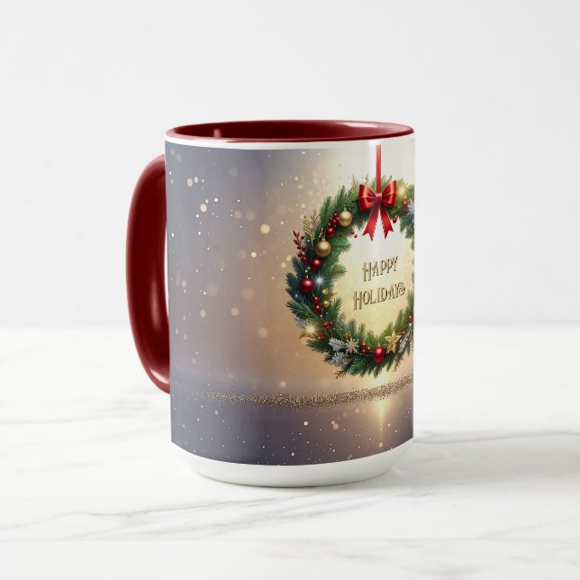 Caneca de Férias de Natal Festiva (Frente Esquerda)