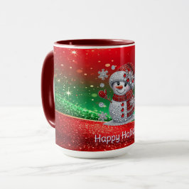 Caneca de Férias Homem de Neve com Rhinestones