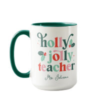 Caneca de Férias Retro Holly Jolly Teacher