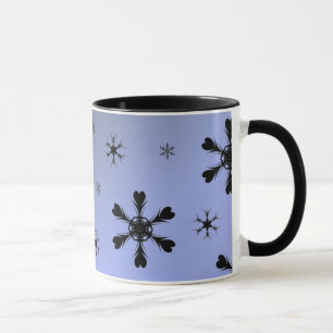 Caneca de flocos de neve azul-cinza