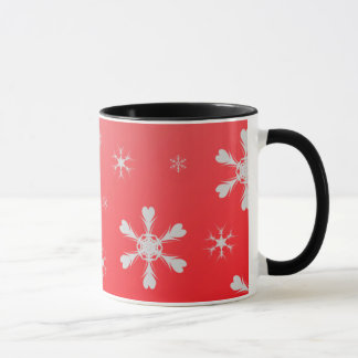 Caneca de Flocos de Neve Vermelhos