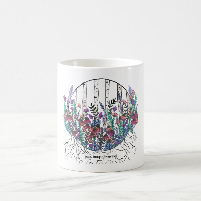 Caneca de flor selvagem desenhada à mão | Apenas C (Centro)