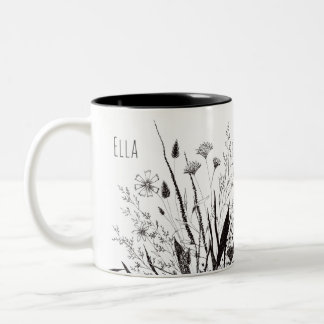 Caneca de Flor Selvagem Personalizada com Escritur